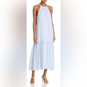 NWT Bella Dahl Tiered Contrast Halter Maxi Dress in Blue Sky Stripe. Size small.